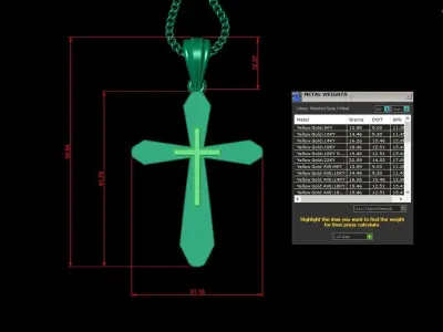 Light Gold 18K Cross Pendant 2CP044 3D print model