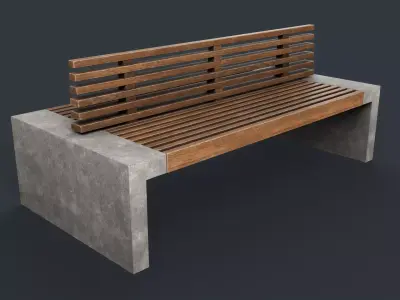 Modern Outdoor Bench 26 PBR Game Ready Low-poly 3D model