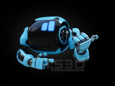 Cute Space Robot Rigged H-72 Blue 3D model