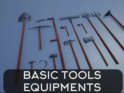 Lowpoly Basic Equipments and Tools Low-poly 3D model