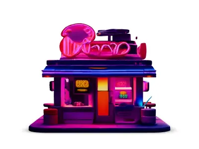 Retro DriveIn Diner LowPoly 3D Model Low-poly 3D model