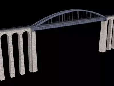 Bridge 1 with columns Low-poly 3D model