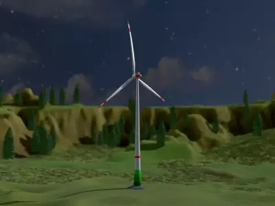 Wind Turbine E82 H-162 RD 162m Animation and Foundation 3D model