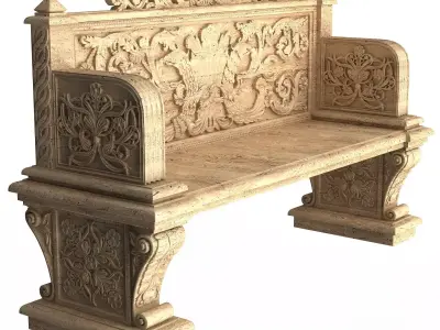 Stone Bench 04 Low-poly 3D model