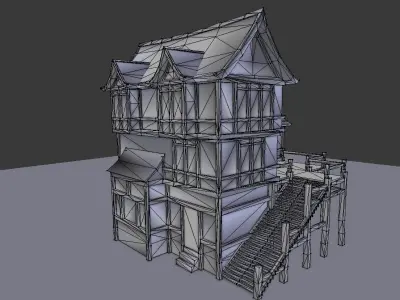 Medieval Town House Low-poly 3D model