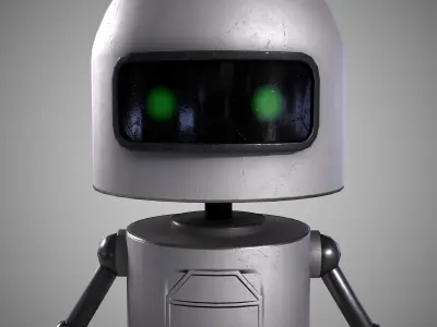 A low-poly 3D modelof a white Robot  Low-poly 3D model