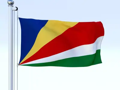 Animated Seychelles Flag Low-poly 3D model