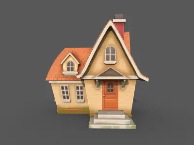Stylize house model for game project Low-poly 3D model
