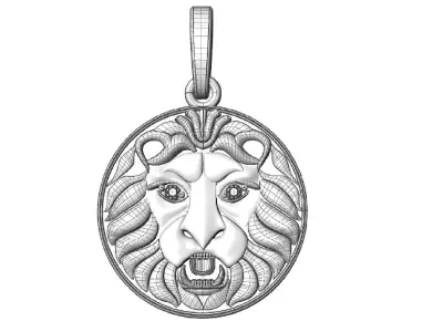  Lion pendant with stones for CNC or  3D print model