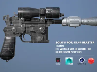 DL44 Blaster based on Original Star Wars ROTJ Prop Low-poly 3D model
