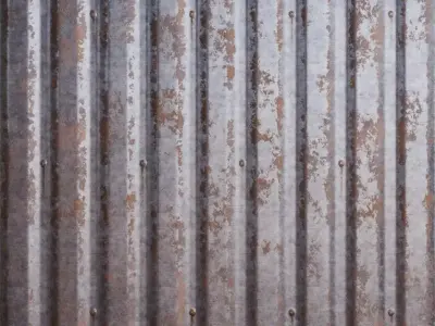 Extreme Galvanized Corrugated Metal PBR Seamless Texture