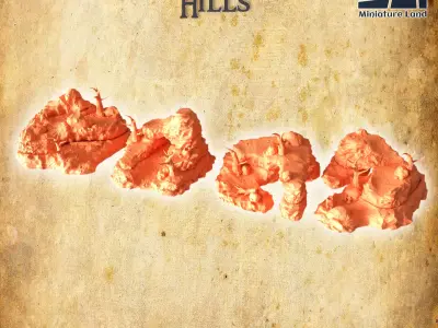 Modular Hills Tabletop Terrain 28 MM 3D print model