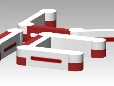 Red-white modular box barrier Low-poly 3D model