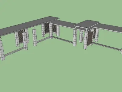 semi shade pavilion for park area 3d model 3D model