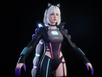 CYBERCAT 3D MODEL Low-poly 3D model