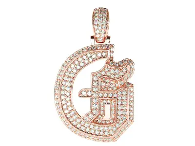 Tattoo fonts G alphabet pendent 3D print model