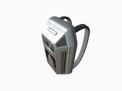 SciFi Backpack E05 Steel Bright - Fashion Character Design Low-poly 3D model