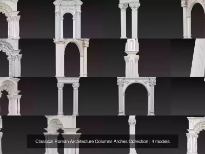 Classical Roman Architecture Columns Arches Collection 3D Model Pack