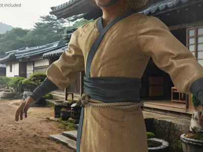  Eastern Peasant Robe with Rope Belt Brown 