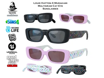Louis Vuitton X Murakami Multigram Cat Eye Sunglasses Low-poly 3D model