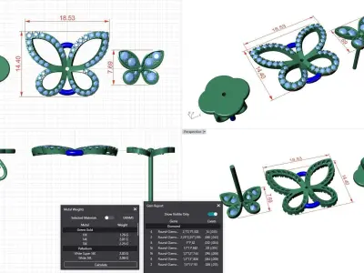 Butterfly Earring Studs  3D print model