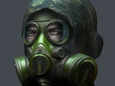 Gas mask helmet 3d model military combat Low-poly Low-poly 3D model