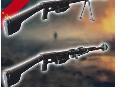 PTRS-41 anti-tank rifle 12 - Soviet army WW2 Second World East f 3D print model