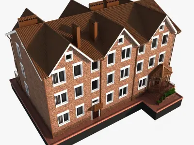 3 story brick house 3D model