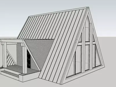 A simple A-frame cabin base 3D model