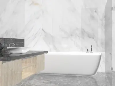 Bathroom modern with marble floors and walls 3D model purchase