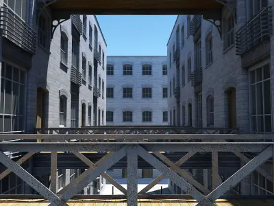 3D Building Alleyway Textured 3D model