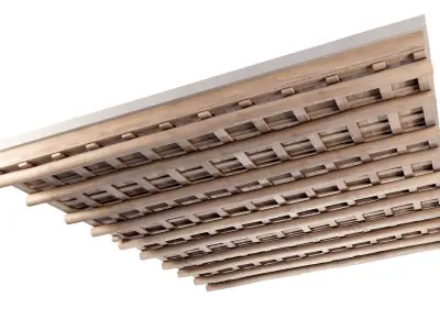 Pitched wooden ceiling  Low-poly 3D model