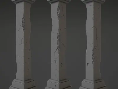 Column stone Low-poly 3D model 5
