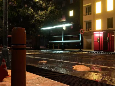City street  Low-poly 3D model