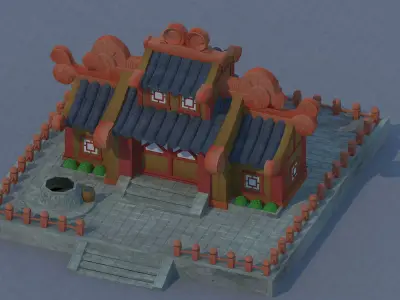 Cartoon Oriental architecture 3D model purchase