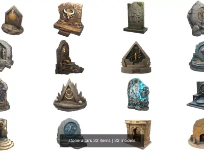 stone altars 32 items 3D Model Pack