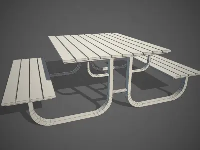Park Bench Low-poly 3D model 2