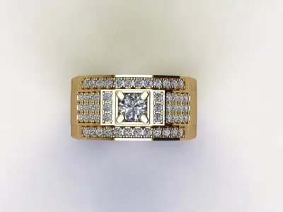 Asia Ring with gold light R16 3D model