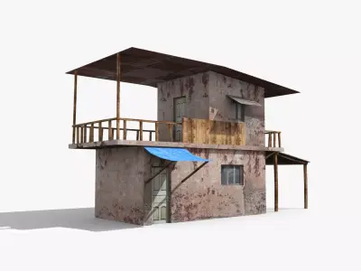 Slum n old house with roof Low-poly 3D model