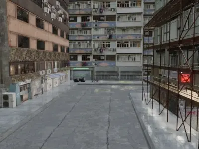 Cyberpunk back streets Low-poly 3D model