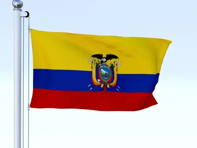 Animated Ecuador Flag Low-poly 3D model