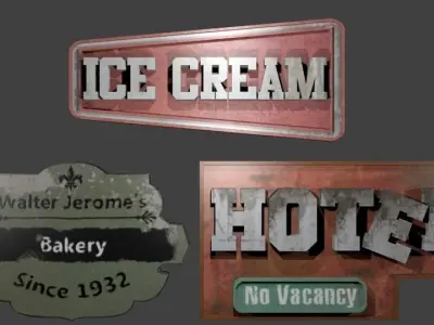 Low Poly signs package Low-poly 3D model