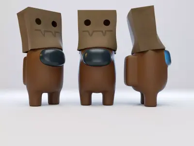 Among Us Spooky Paper Bag Character 3D model