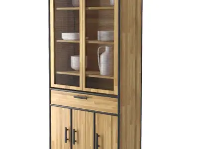 Wooden cabinet with netting 3D model