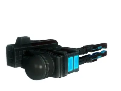 Railgun cannon sci-fi low poly Animated Low-poly 3D model