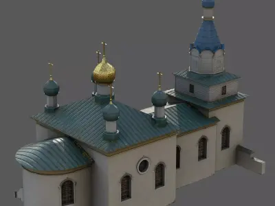 Historic Orthodox Church - XVI Century Mir Town Low-poly 3D model