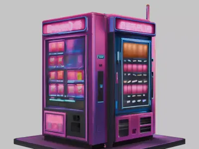 Neon Snack Station Cyberpunk Low-poly 3D model
