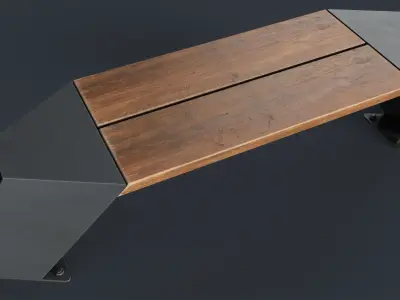 Modern Outdoor Bench 5 PBR Game Ready Low-poly 3D model