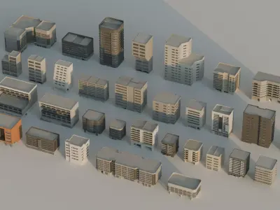 33 Realistic Building Pack 3D model