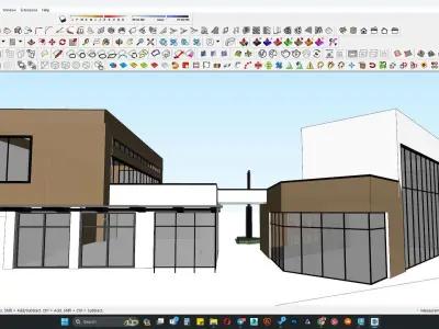 Shop building along with clock tower 3D model